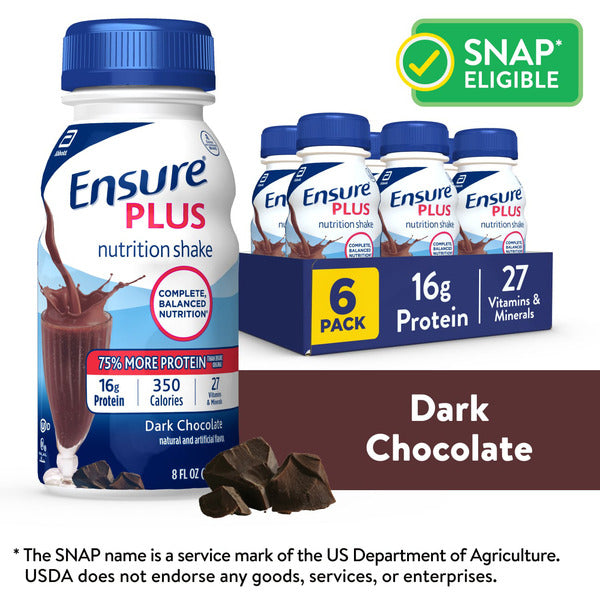 Ensure Plus Dark Chocolate Nutrition Shake | Meal Replacement Shake | 8 fl oz - 6 Pack  DestGlow