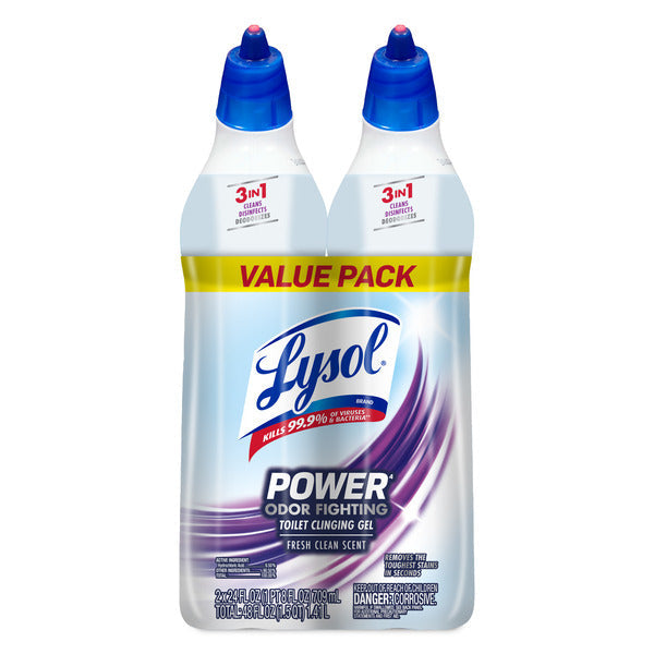 LYSOL® Toilet Bowl Cleaner - Power + Odor Fighting Clean Scent Twin Pack 4/(2x24) oz.  DestGlow
