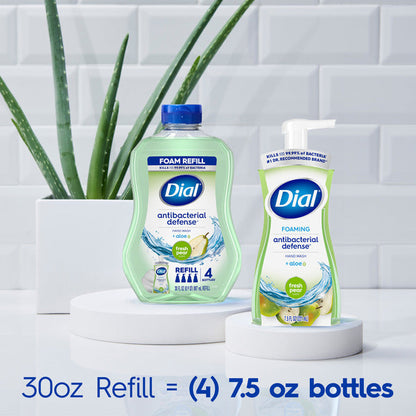 Dial Antibacterial Defense Fresh Pear Foaming Hand Soap Refill, 30 fl oz
