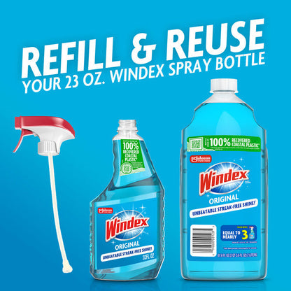 Windex® Glass Cleaner Refill Bottle, Original Blue