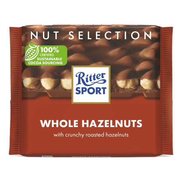 Ritter Sport Milk Chocolate Candy Bar with Crunchy Whole Hazelnuts