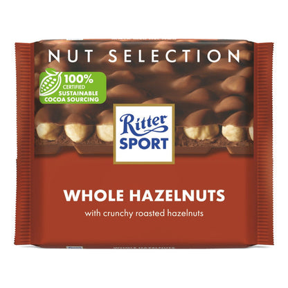 Ritter Sport Milk Chocolate Candy Bar with Crunchy Whole Hazelnuts