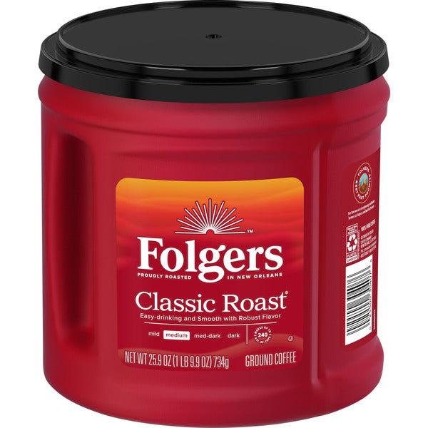Folgers Classic Roast Ground Coffee, Medium Roast, 25.9 Oz. Canister  DestGlow