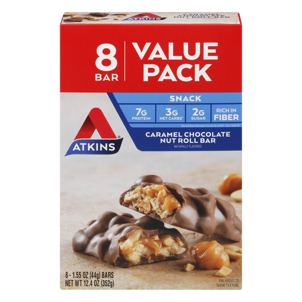 Atkins Snack Bar, Caramel Chocolate Nut Roll, Value Pack  DestGlow