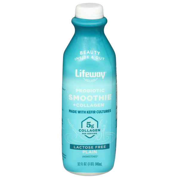 Lifeway Probiotic Smoothie + Collagen, Lactose Free, Plain, Unsweetened  DestGlow
