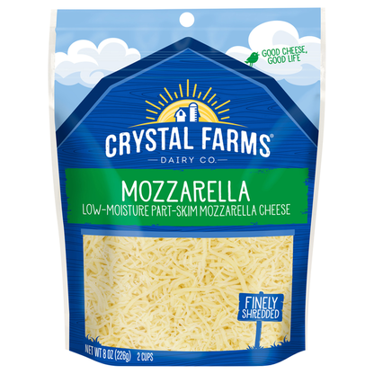 Crystal Farms Cheese, Mozzarella, Finely Shredded