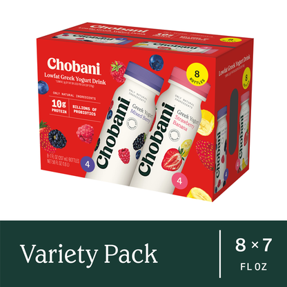 Chobani Lowfat Greek Mixed Berry/Strawberry Banana Yogurt Drink