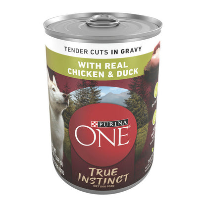 Purina ONE Natural Wet Dog Food Gravy, True Instinct Tender Cuts With Real Chicken and Duck