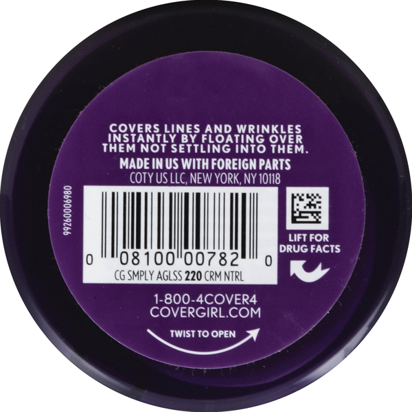 COVERGIRL Simply Ageless Instant Wrinkle Defying Foundation, Creamy Natural, Female Cosmetics