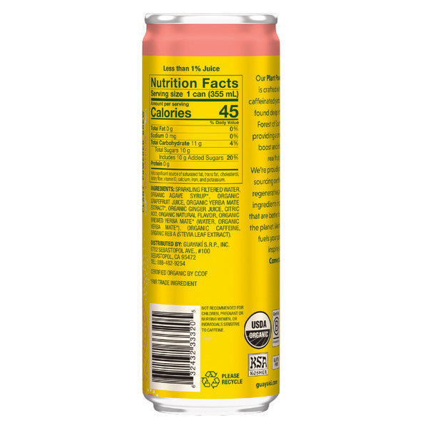 Yerba Madre Organic Yerba Mate Sparkling Grapefruit Ginger