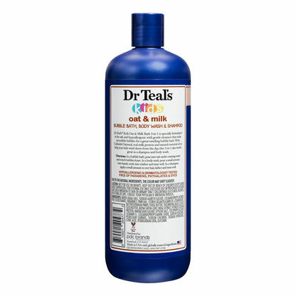 Dr Teal’s Kids 3-in-1 Bubble Bath, Body Wash &amp; Shampoo, Oat &amp; Milk