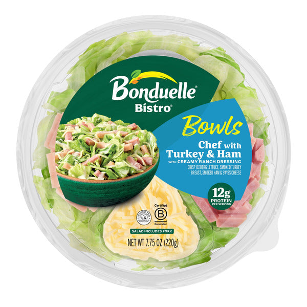 Bonduelle Bistro Chef with Turkey &amp; Ham Salad Bowl with Creamy Ranch Dressing