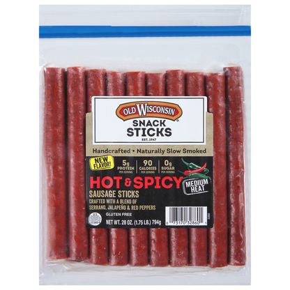 Old Wisconsin Sausage Sticks, Hot &amp; Spicy, Medium Heat