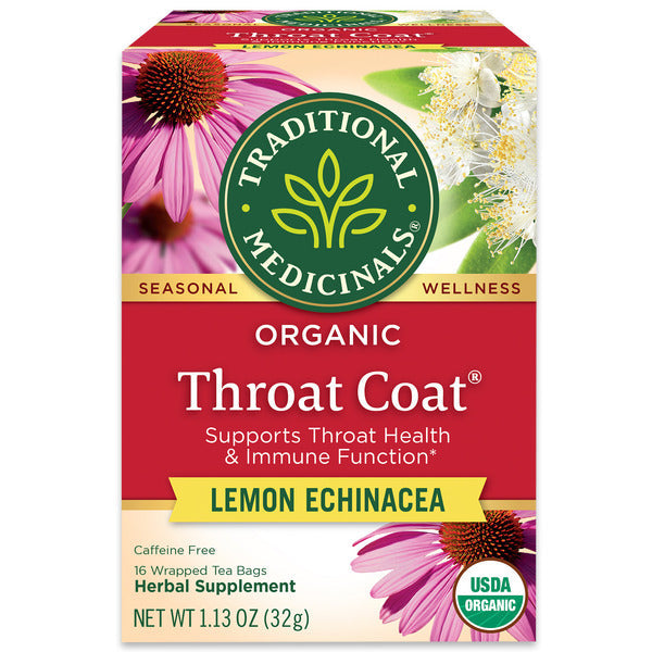 Traditional Medicinals Organic Throat Coat Lemon Echinacea, Caffeine Free Herbal Tea  DestGlow