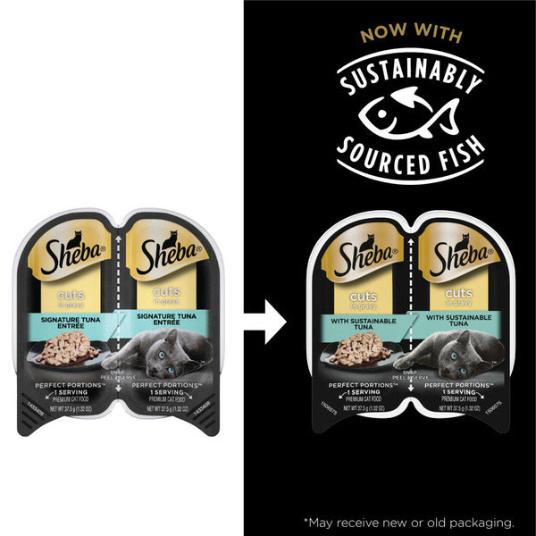 SHEBA PERFECT PORTIONS Wet Cat Food Cuts in Gravy With Sustainable Tuna
