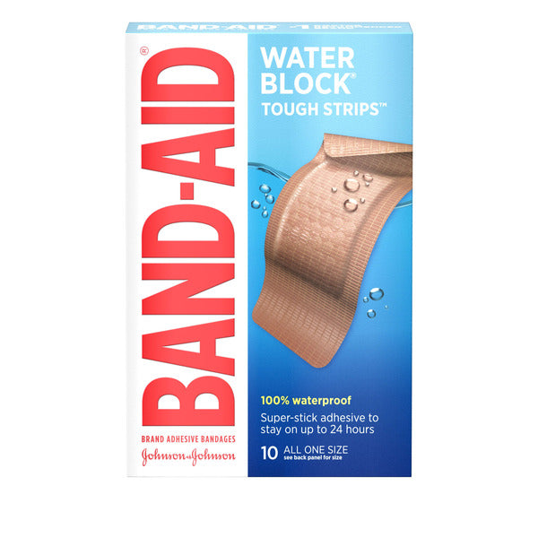 BAND-AID Water Block Tough Strips Adhesive Bandages, Waterproof, 10 ct  DestGlow