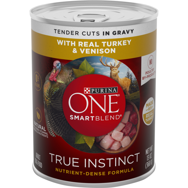 Purina ONE Natural, High Protein Gravy Wet Dog Food, SmartBlend True Instinct Real Turkey &amp; Venison