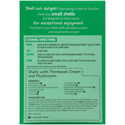 Food Club Enriched Macaroni Product, Small Shells