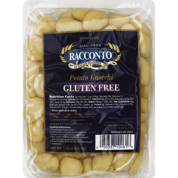 Racconto Italian Foods Gnocchi, Gluten Free, Potato  DestGlow