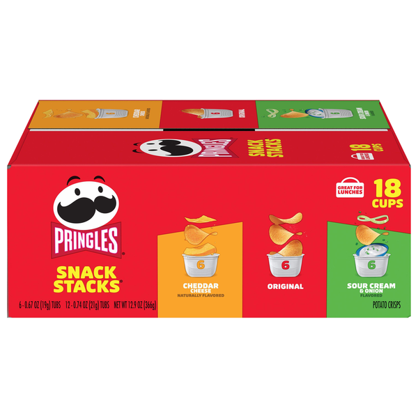 Pringles Potato Crisps, Cheddar Cheese, Original, Sour Cream &amp; Onion, Snack Stacks  DestGlow