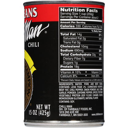 Chilli Man Chili, with Beans, Hot