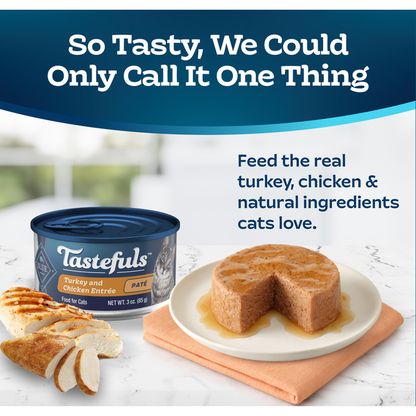 Blue Buffalo Tastefuls Natural Pate Wet Cat Food, Turkey &amp; Chicken Entrée