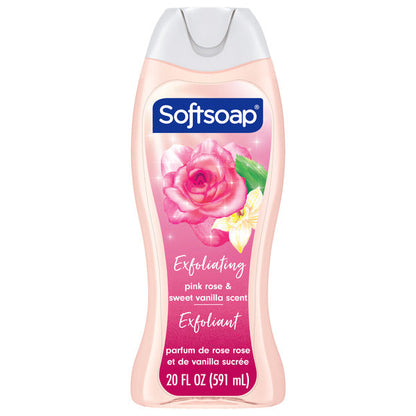 Softsoap Exfoliating Body Wash Gel, Rose &amp; Sweet Vanilla, Lustrous Glow