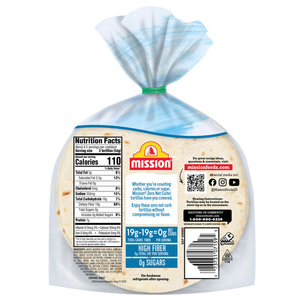 Mission Zero Net Carbs Original Flour Tortillas, Street Tacos Size, 14 Count  DestGlow