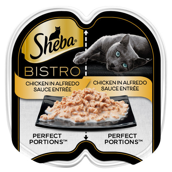 SHEBA PERFECT PORTIONS Perfect Portions Bistro Wet Cat Food, Chicken in Alfredo Sauce (24) 2.6 oz. Twin-Pack Trays  DestGlow