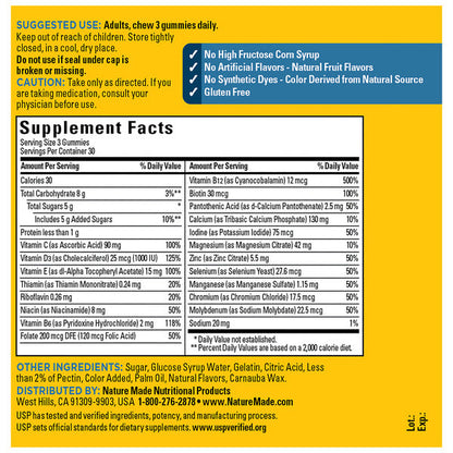 Nature Made Advanced Multivitamin Gummies For Him, Mens Multivitamin Gummies with Magnesium Citrate, Calcium &amp; B Vitamins, Daily Support, 90 Gummies, 30 Day Supply