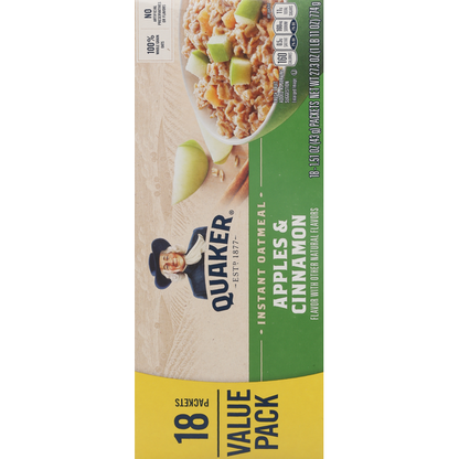 Quaker Instant Oatmeal, Apples &amp; Cinnamon - Pack