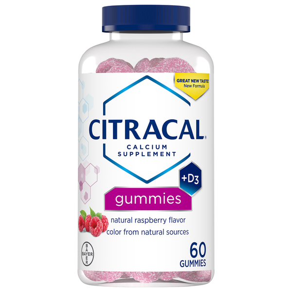 Citracal Calcium Supplement Gummies +D3 Natural Raspberry Flavor