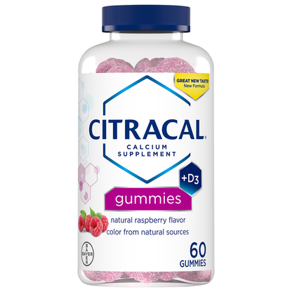 Citracal Calcium Supplement Gummies +D3 Natural Raspberry Flavor