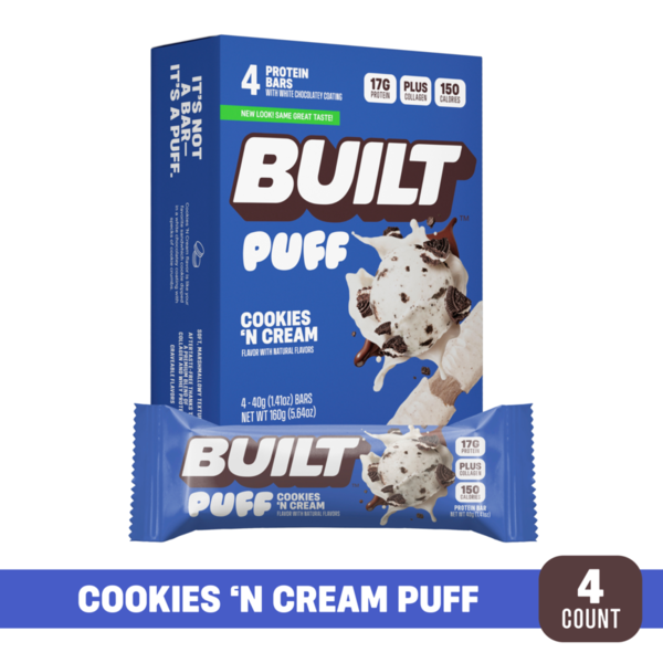 BUILT Puff Protein Bar, Cookies &