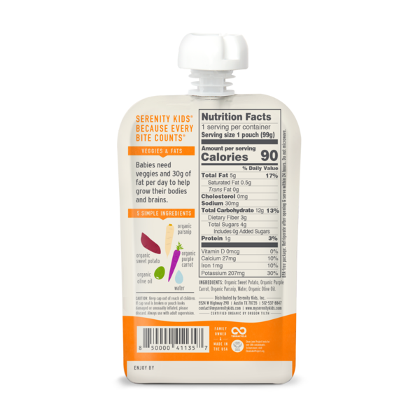 Serenity Kids Organic Sweet Potato &amp; Parsnip Baby Food Pouch