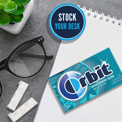 Orbit Gum Wintermint Sugar Free Chewing Gum Single Pack  DestGlow