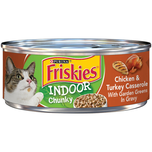 Purina Friskies Indoor Gravy Wet Cat Food, Indoor Chunky Chicken &amp; Turkey Casserole In Gravy
