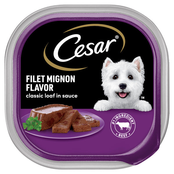 Cesar Loaf in Sauce Adult Wet Dog Food Filet Mignon Flavor, 3.5 oz. Tray  DestGlow