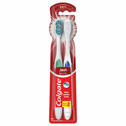 Colgate 360 Optic White Soft Toothbrushes for Stain Removal