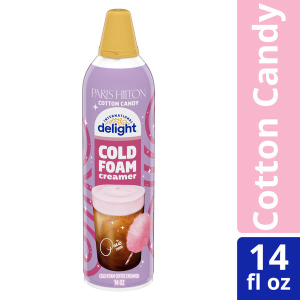 International Delight Cold Foam Coffee Creamer, Paris Hilton Cotton Candy Cold Foam Flavored Creamer, 14 oz Can  DestGlow