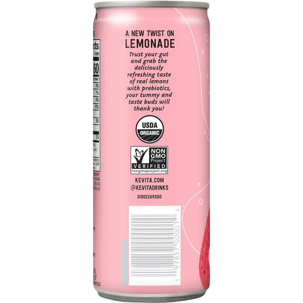 KeVita Strawberry Sparkling Lemonade with Prebiotics  DestGlow