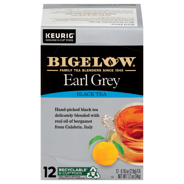Bigelow Earl Grey Black Tea 12 K-Cup Pods  DestGlow