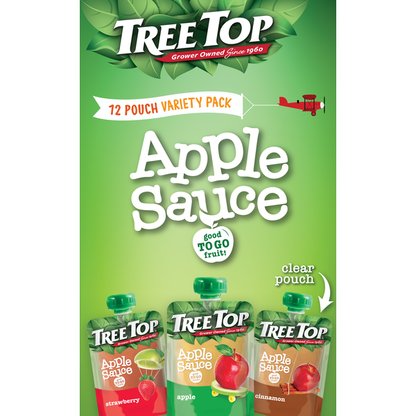 Tree Top Apple Sauce Variety Pack, Cinnamon/Strawberry/Apple, Pouches