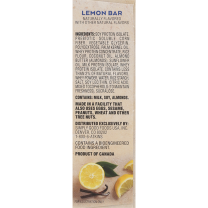 Atkins Snack Bar, Gluten Free, Lemon