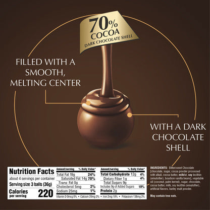 Lindt Lindor 70% Extra Dark Chocolate Candy Truffles