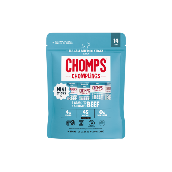 Chomps Mini Grass-Fed Sea Salt Beef Chomplings 14 Pack  DestGlow