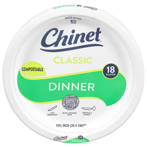 Chinet Plates, Dinner, Classic, Compostable  DestGlow