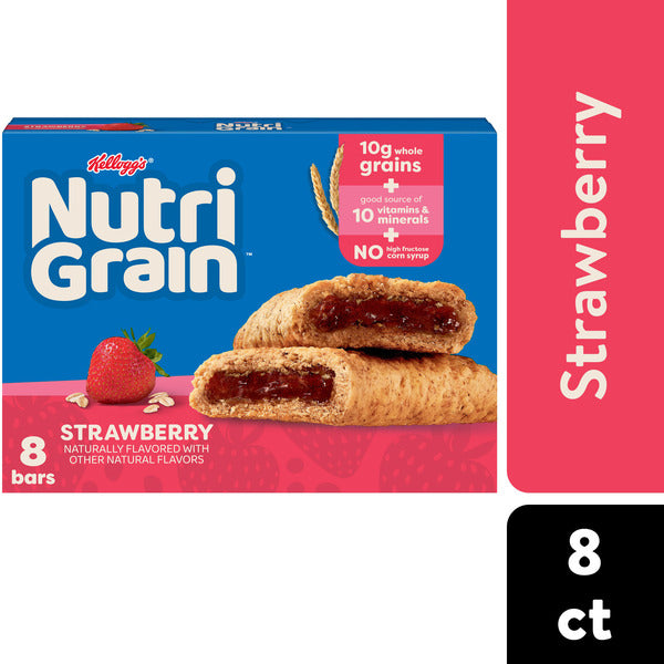 Kellogg’s Nutri-Grain Strawberry Breakfast Bars, Made with 10g Whole Grains, 8 Count  DestGlow