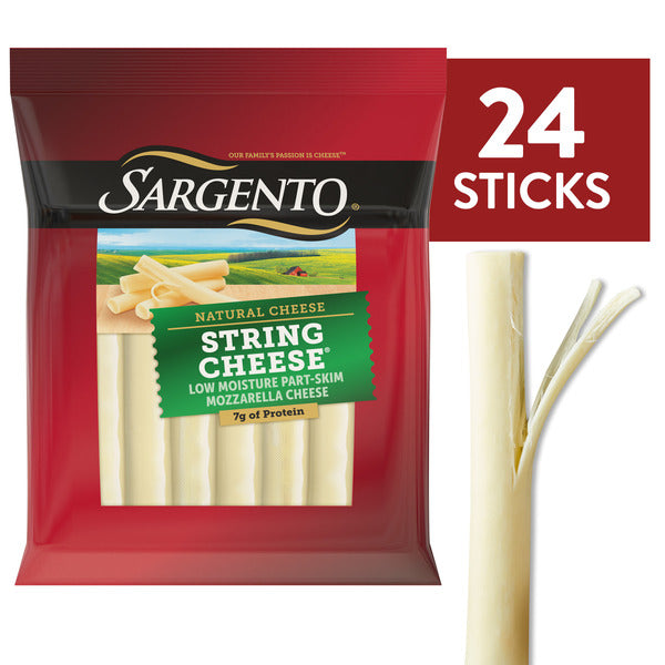Sargento Natural Low Moisture Part-Skim Mozzarella String Cheese, 24-Count  DestGlow