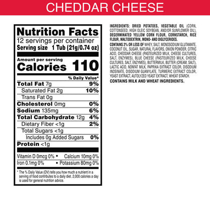 Pringles Cheddar Cheese Potato Crisps Chips, Lunch Snacks, Snack Stacks, 12 Count